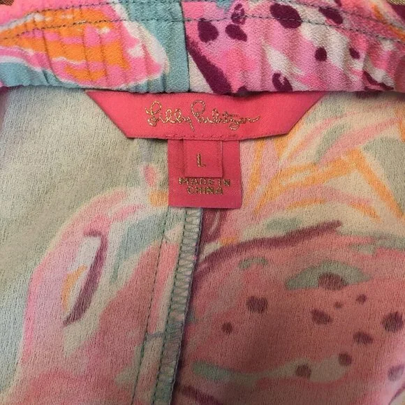 NWT Lilly Pulitzer Esmeray Midi 2PC Set Puff Sleeve Surf Blue Bonita Blooms Sz L - Picture 14 of 16